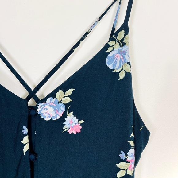 NWT Abercrombie & Fitch Navy Blue Floral Button Down Adjustable Strap Dress - Picture 4 of 4